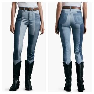 Rag & Bone Patchwork 
Miramar Nina Cigarette Stretch Pants In Bryon Blue Size 24